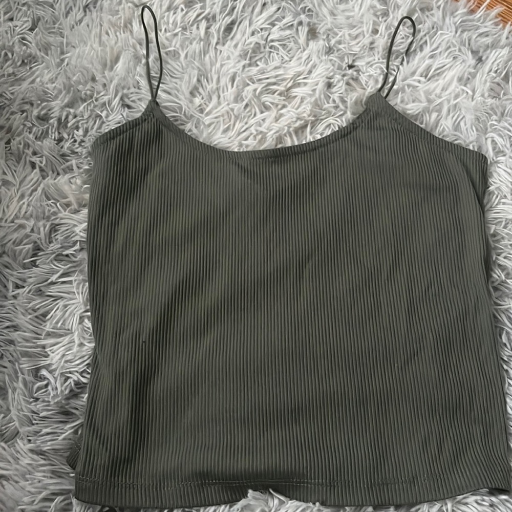 Olive green ribbed tank top